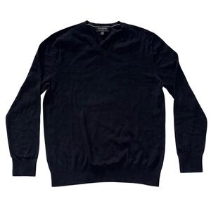 Banana Republic Luxe Sweater Mens Large Black V-Neck Cotton Blend Pullover